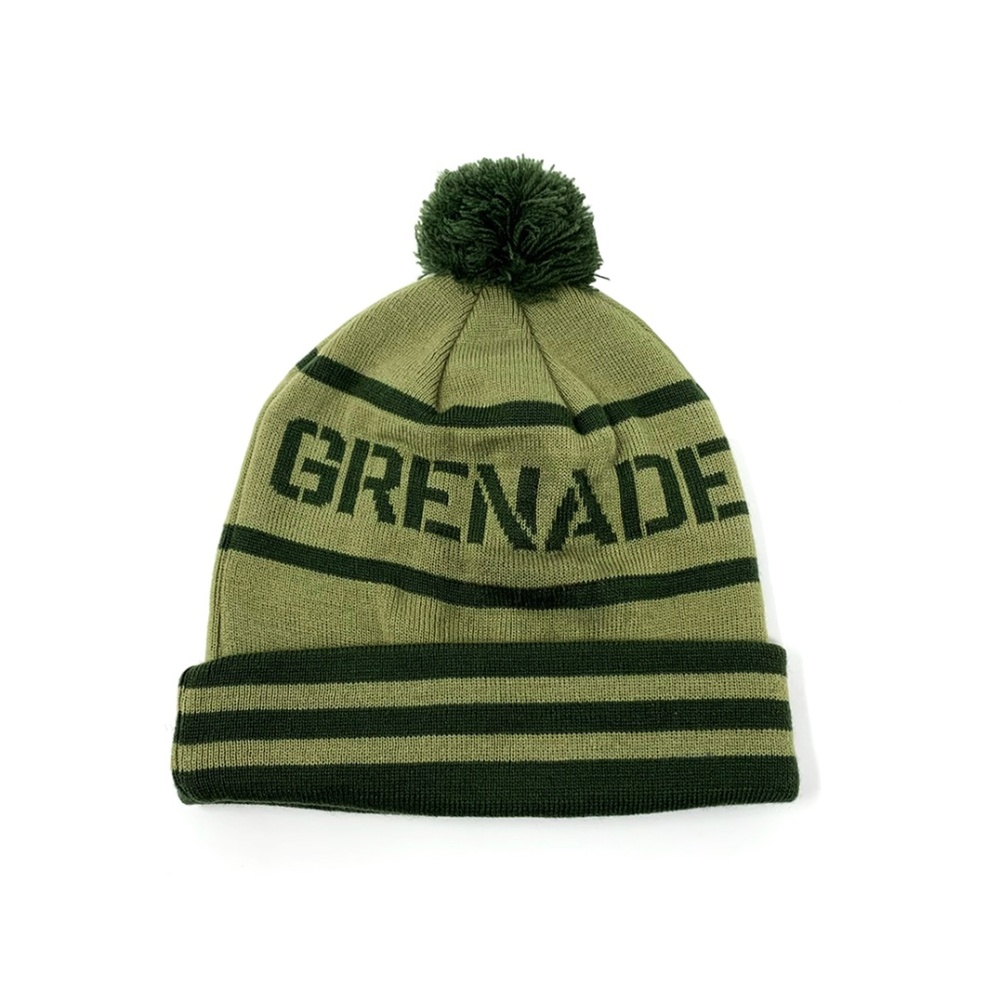 Grenade Men Beanie Hat Letterhead Green New with Tags